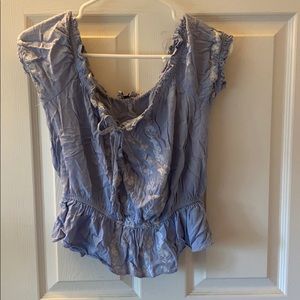 Powder blue off the shoulder top